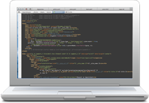 Computer laptop with code on the screen